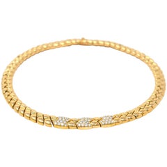 Van Cleef & Arpels 18 Karat Yellow Gold Vintage Diamond Choker Necklace