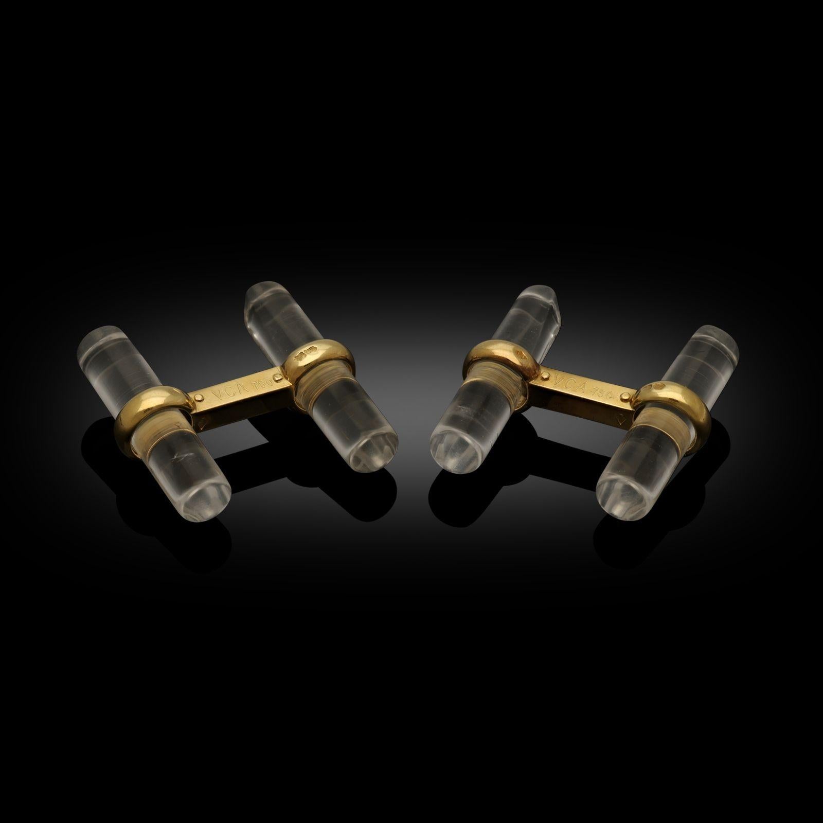 Van Cleef & Arpels 18ct Gold Baton Cufflinks With Interchangeable Ends Ca 1972 In Good Condition For Sale In London, GB