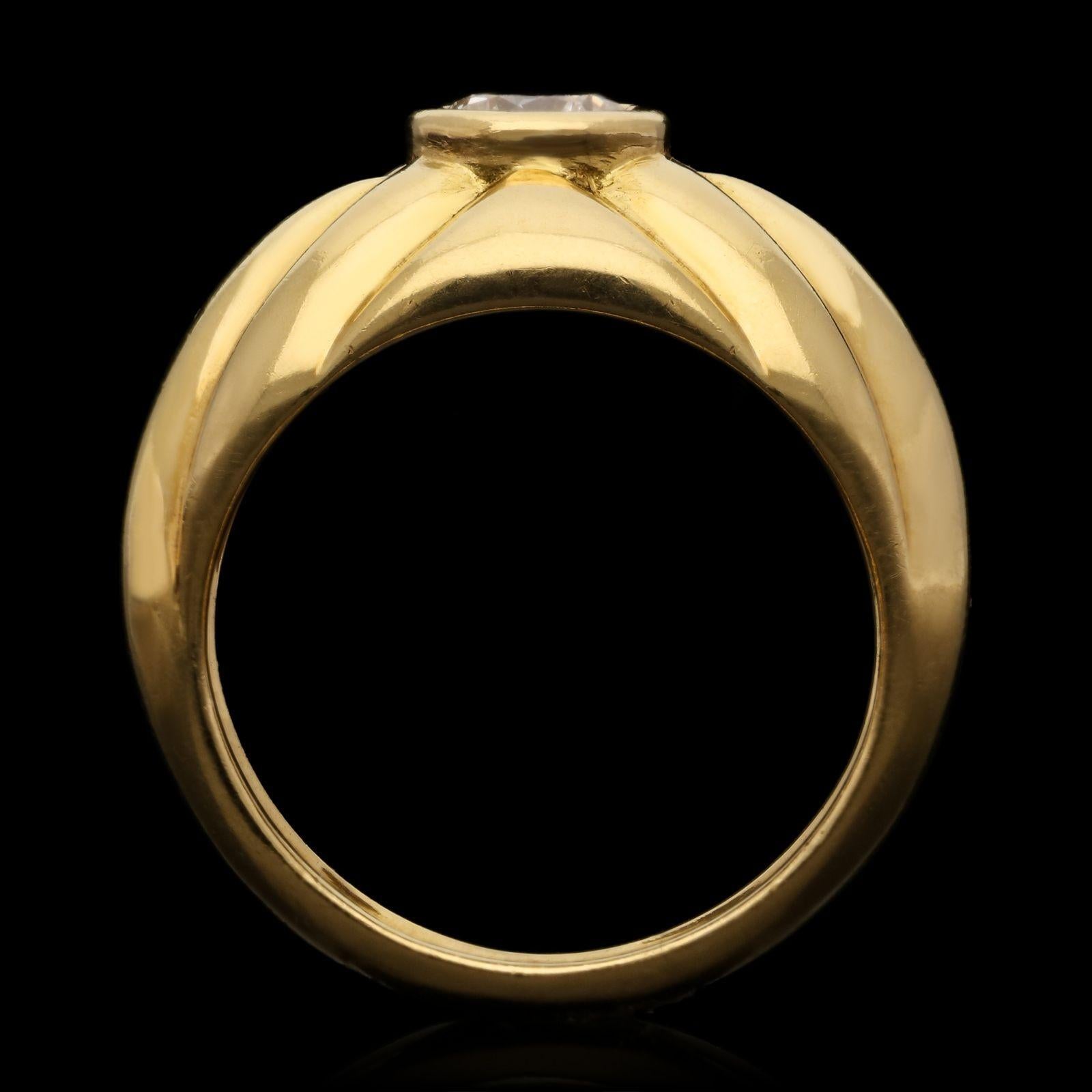 Brilliant Cut Van Cleef & Arpels 18ct Yellow Gold and Round Brilliant Diamond Ring Ca 1960s
