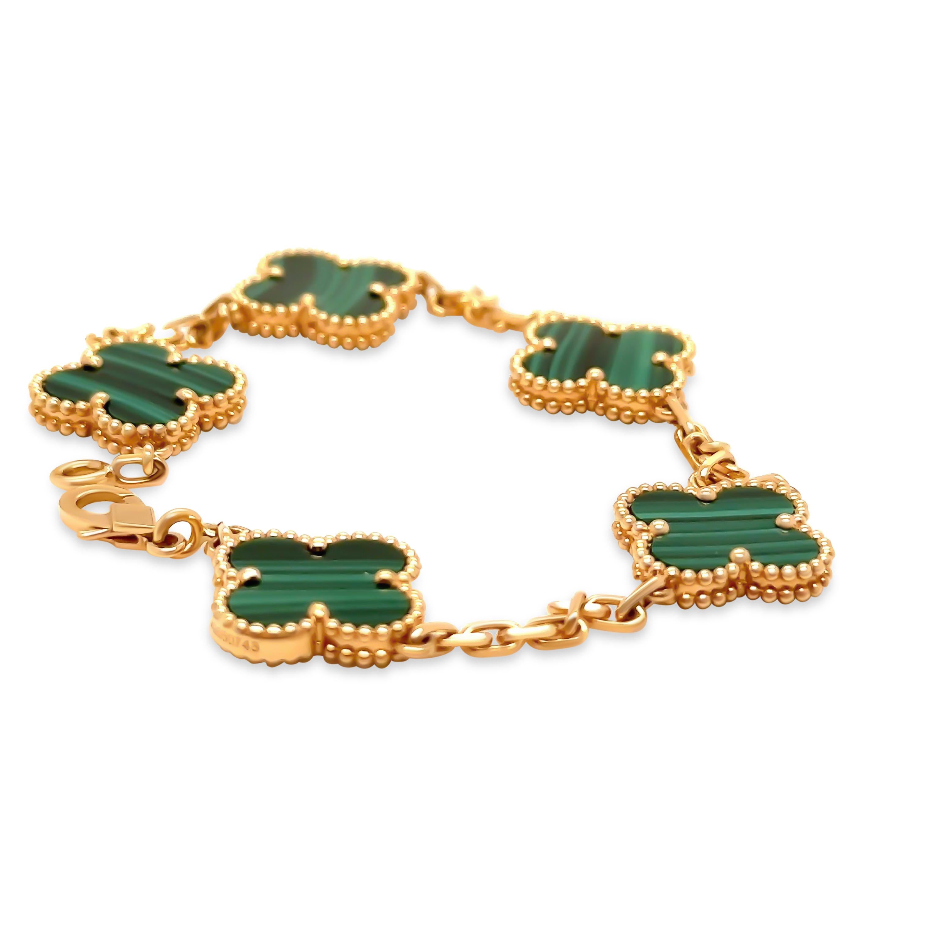 Bead Van Cleef & Arpels 18ct Yellow Gold Vintage Alhambra Bracelet 5 Motifs