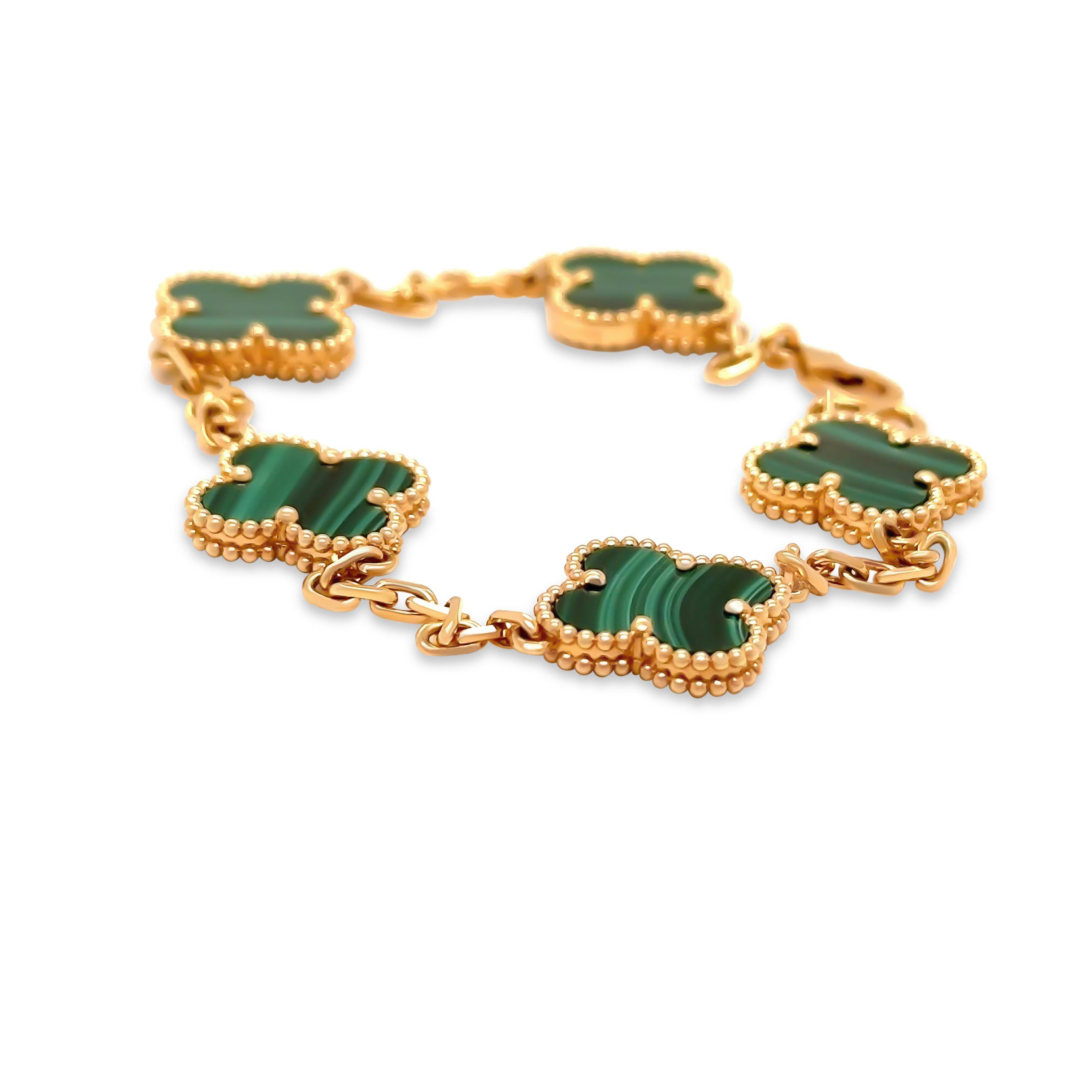 Women's Van Cleef & Arpels 18ct Yellow Gold Vintage Alhambra Bracelet 5 Motifs