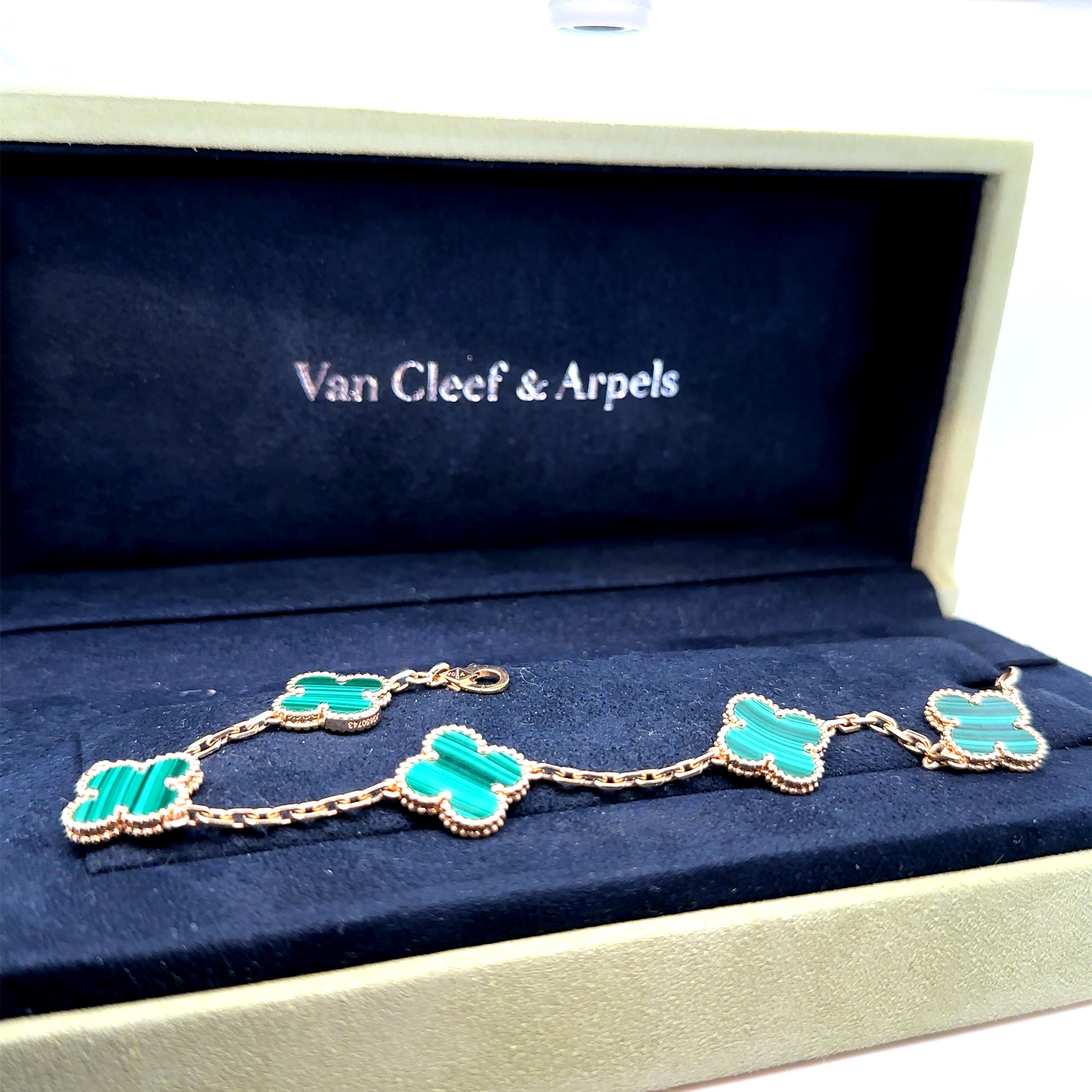 Van Cleef & Arpels 18ct Yellow Gold Vintage Alhambra Bracelet 5 Motifs 2