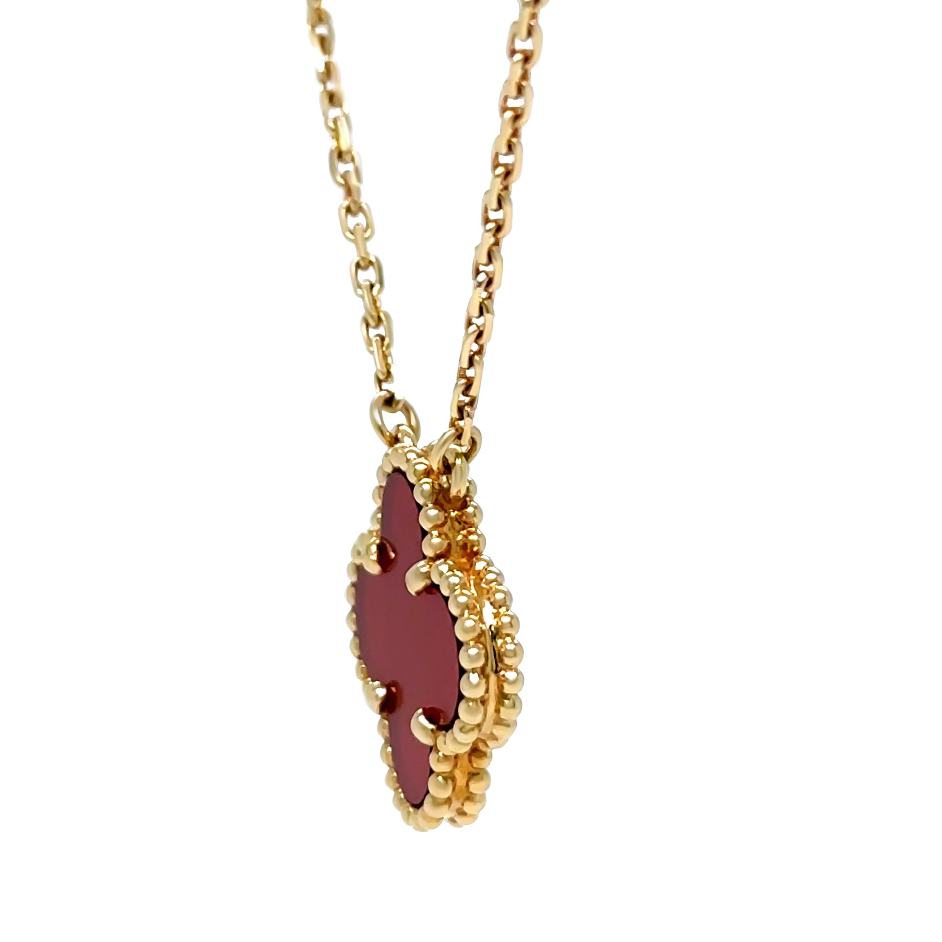 Van Cleef & Arpels 18ct Yellow Gold Vintage Alhambra Carnelian Necklace 5g 1