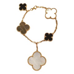 Van Cleef & Arpels 18k 5 Motiv Onyx Perlmutt Magic Alhambra Armband
