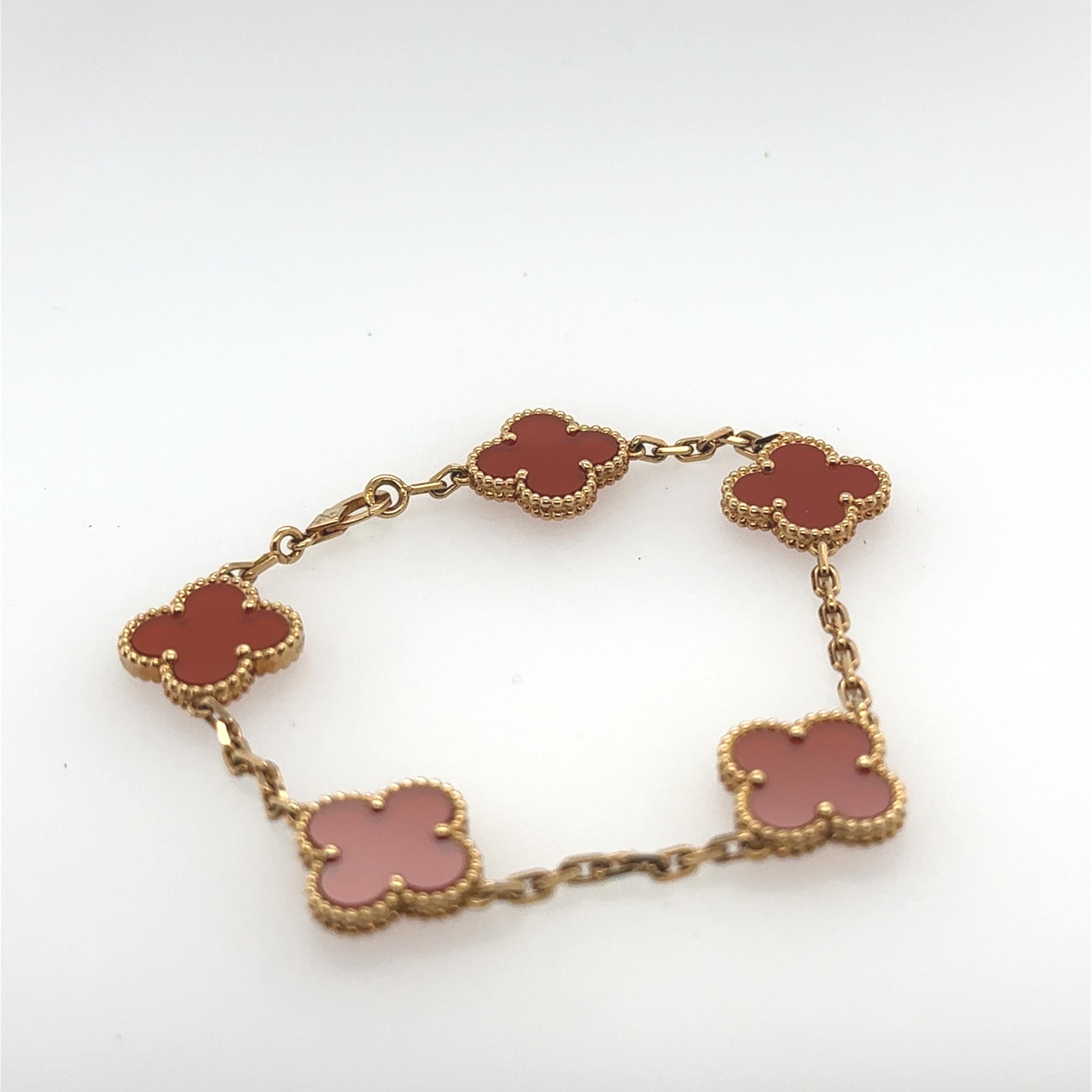 Femenino o masculino Pulsera Van Cleef & Arpels Alhambra 18k Cornalina