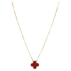 Van Cleef & Arpels 18k/Carnelian Vintage Alhambra Necklace with Certificate