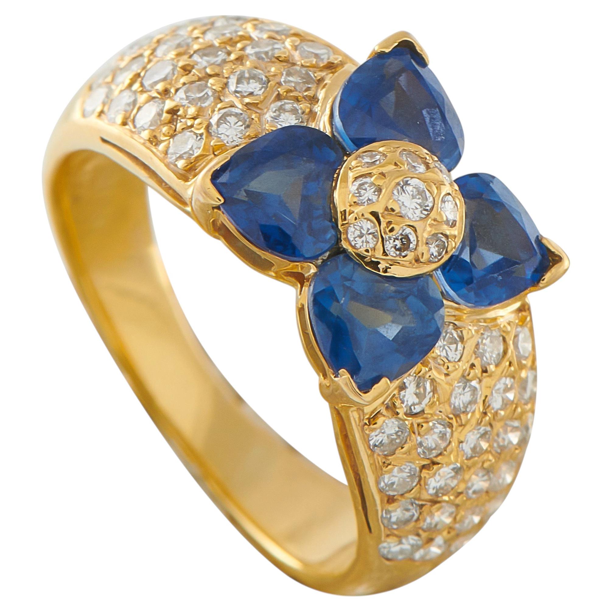 Anillo Flor Van Cleef & Arpels de oro de 18 quilates con diamante y zafiro de 0,50 ct VC11-031226 en venta