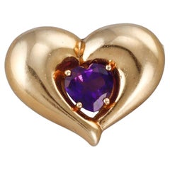 Van Cleef & Arpels 18k Gold Amethyst Heart Brooch