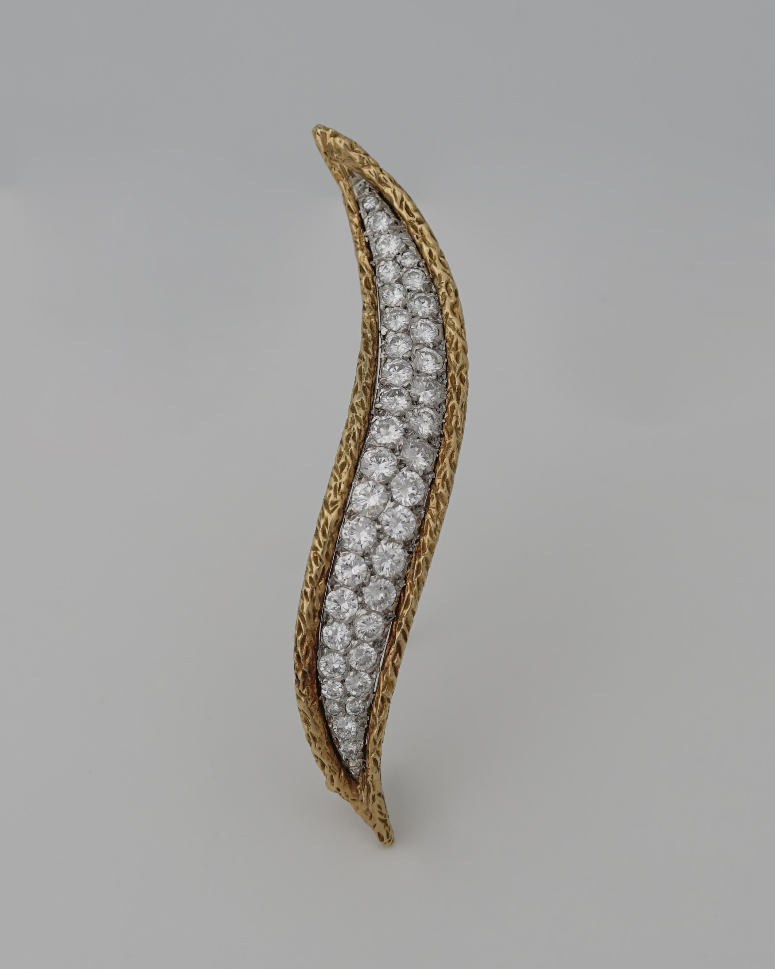 Van Cleef & Arpels, 18 Karat Gold und Diamanten Flammenbrosche, 1967