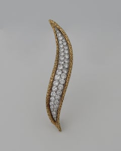 Vintage Van Cleef & Arpels, 18k Gold and Diamonds Flame Brooch, 1967