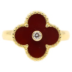 Anillo Alhambra Diamante Cornalina Oro 18K Van Cleef & Arpels
