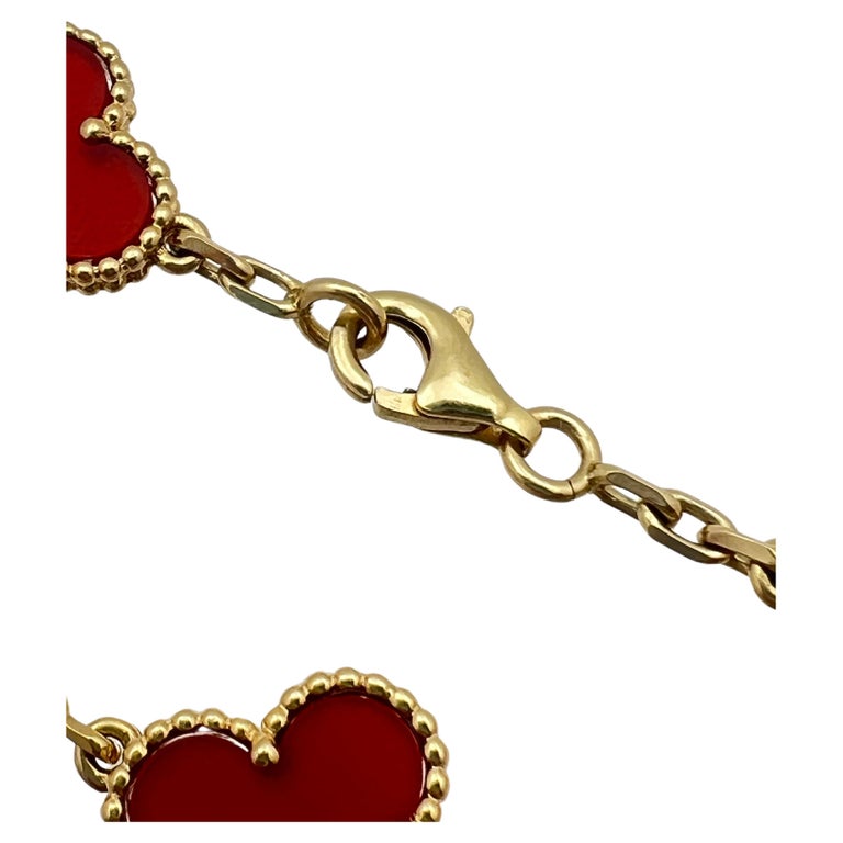 Van Cleef and Arpels 18k Yellow Gold Carnelian Vintage Alhambra