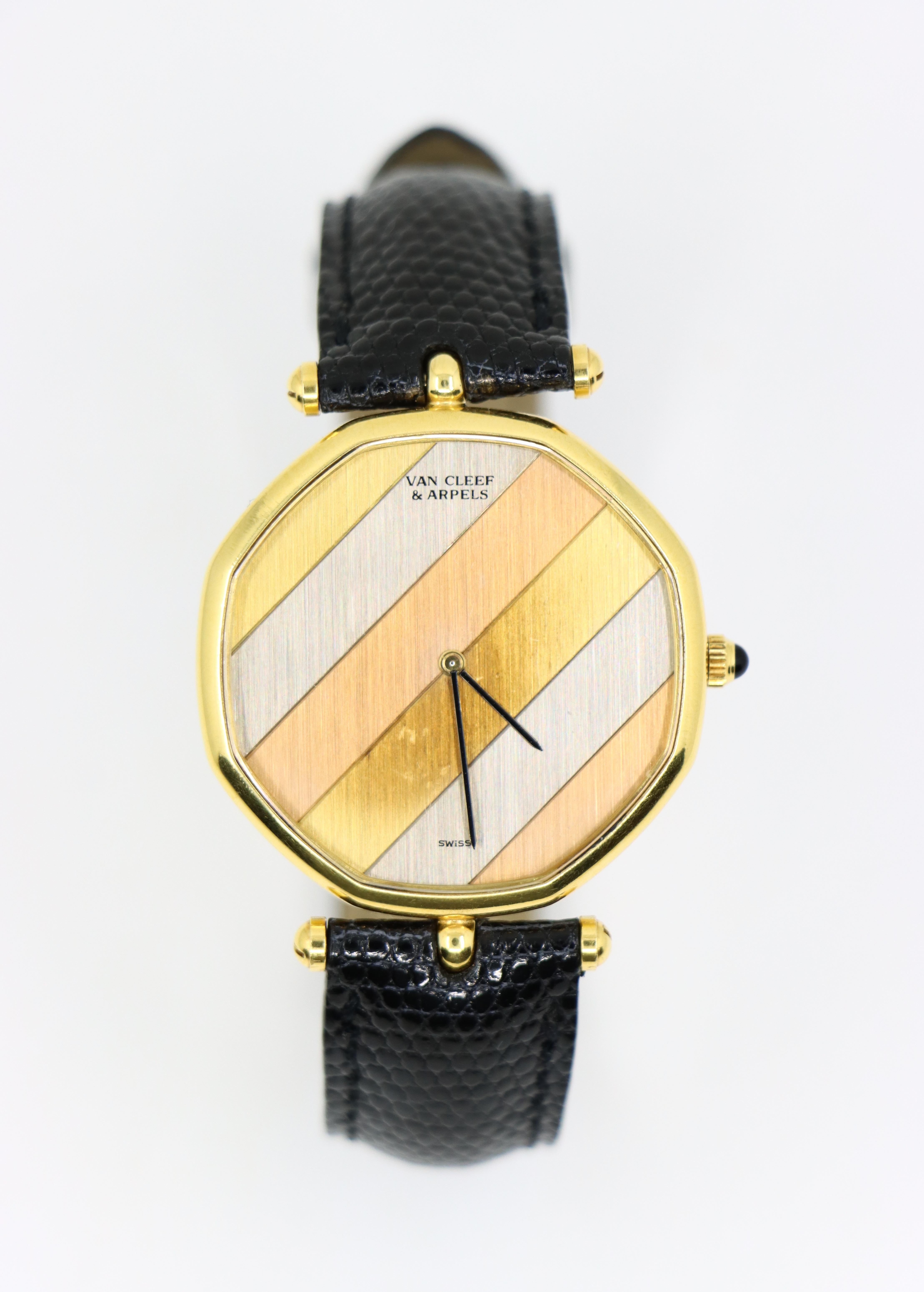 Van Cleef & Arpels 18K Gold Circa 1990 Automatic Wristwatch In Good Condition For Sale In Flushing, NY