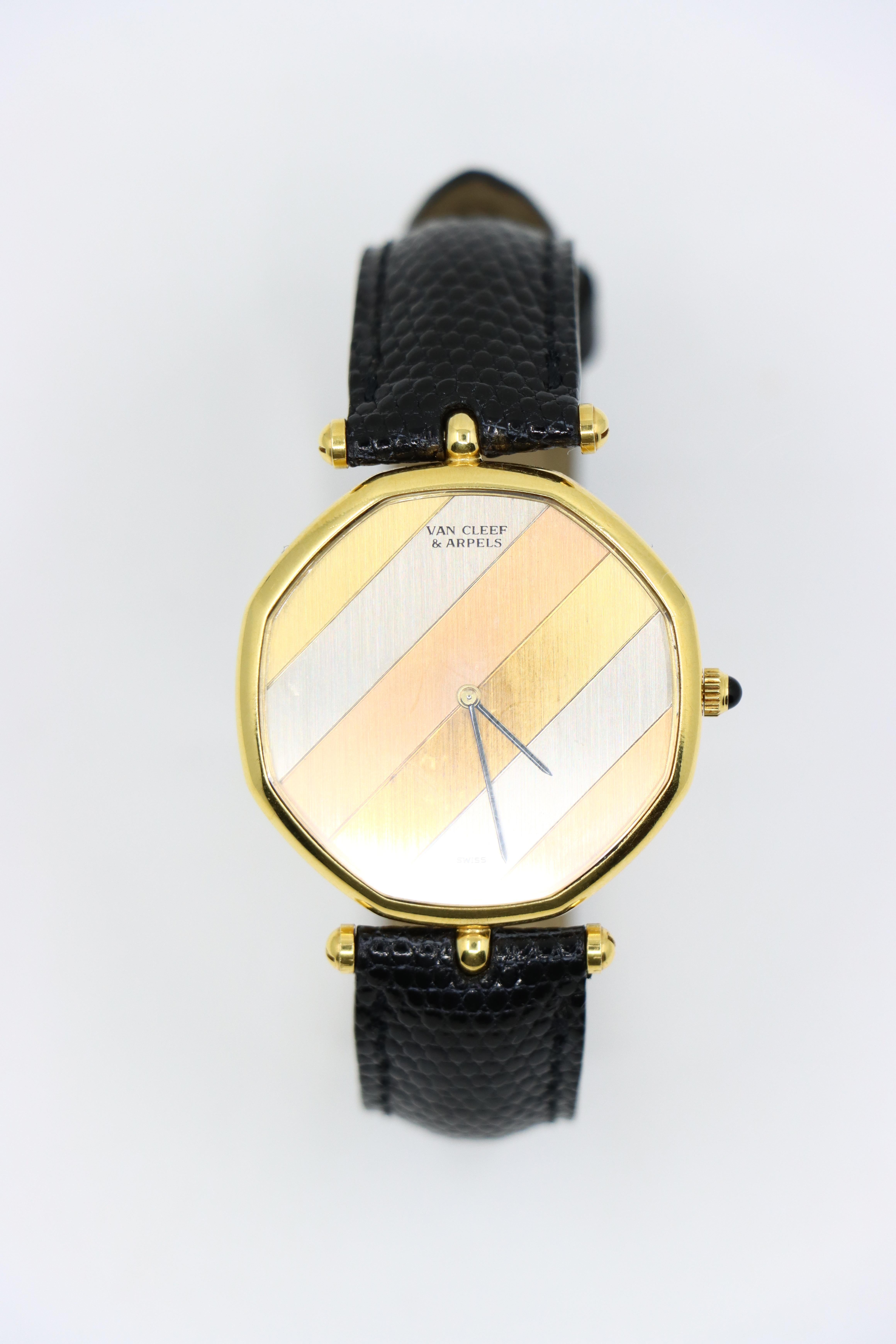 Women's or Men's Van Cleef & Arpels 18K Gold Circa 1990 Automatic Wristwatch For Sale