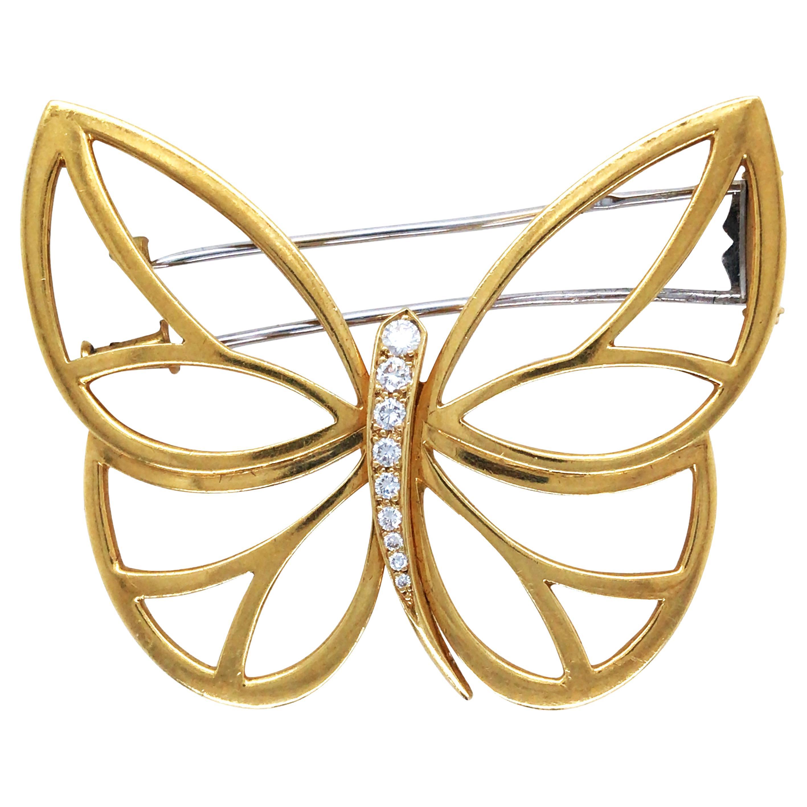 Van Cleef & Arpels, 18K Gold Diamond Butterfly Brooch