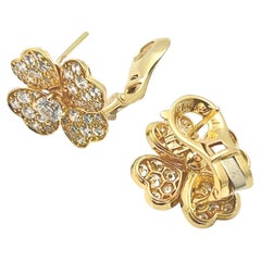 Van Cleef & Arpels 18k Yellow Gold Diamond Cosmos Earrings