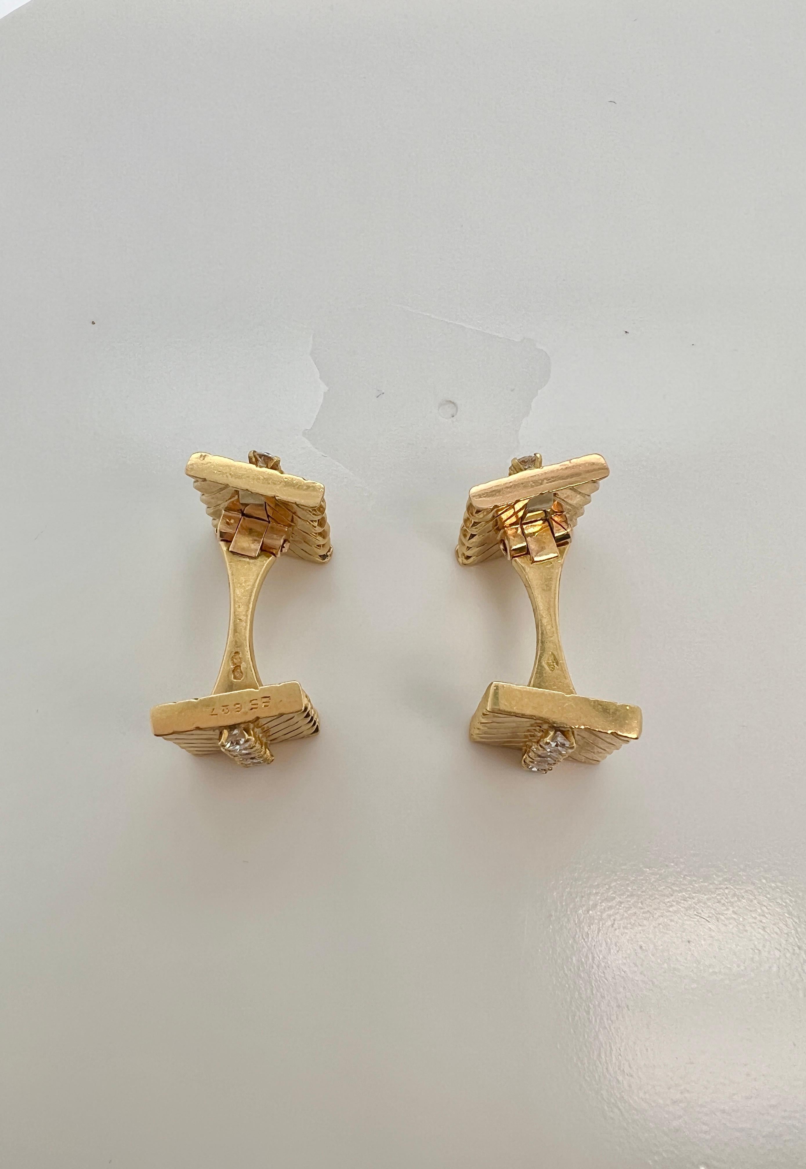 Gemelos de diamantes Van Cleef & Arpels de oro de 18 quilates Corte redondo en venta