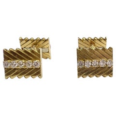 Van Cleef & Arpels 18K Gold Diamond Cufflinks