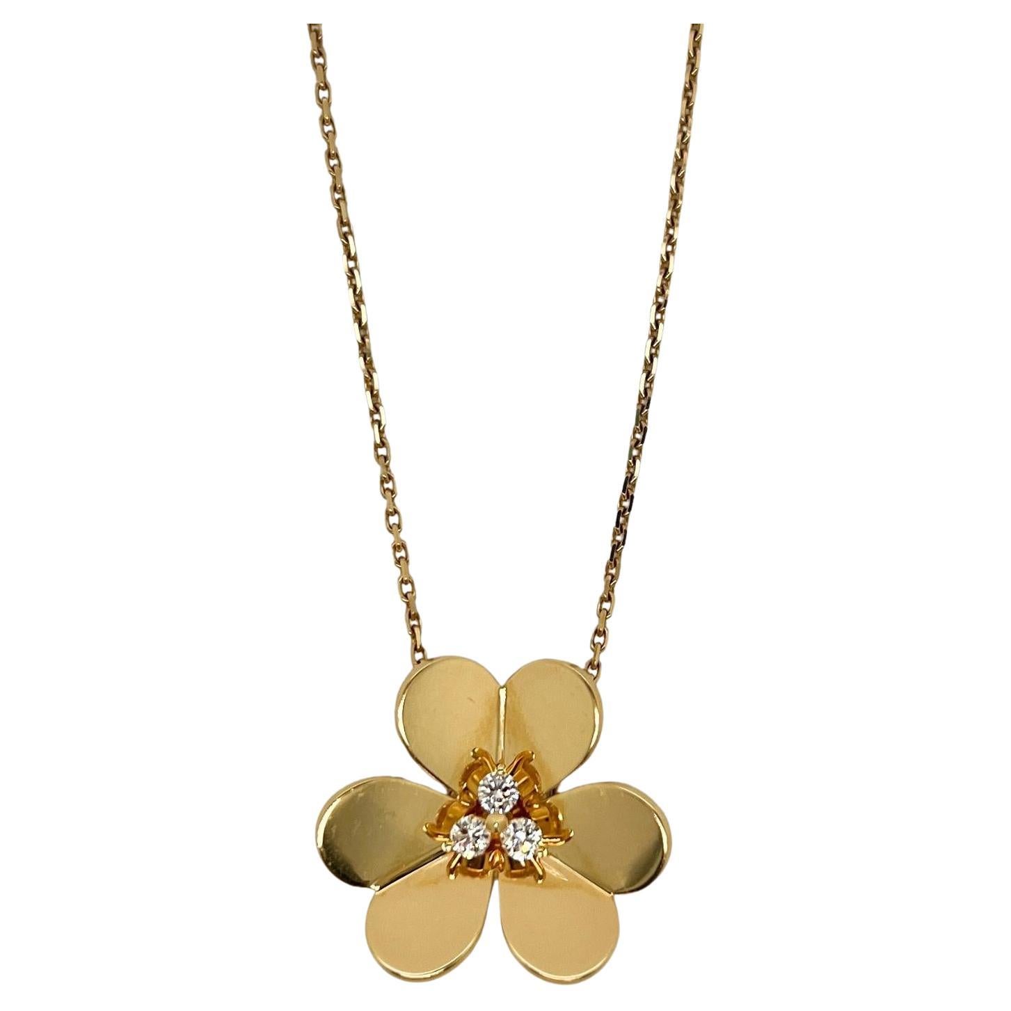 Van Cleef & Arpels Collier et broche à pendentif Frivole en or 18 carats et diamants en vente