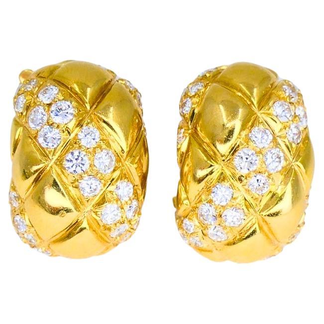 Van Cleef & Arpels 18k Gold Diamond Huggie Earrings Estate Jewelry