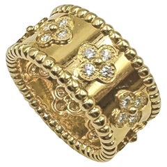 Van Cleef & Arpels 18k Gold Diamond Medium Perlée Ring