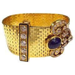 Van Cleef & Arpels 18K Gold Diamond Sapphire Enamel Ludo Bracelet, French