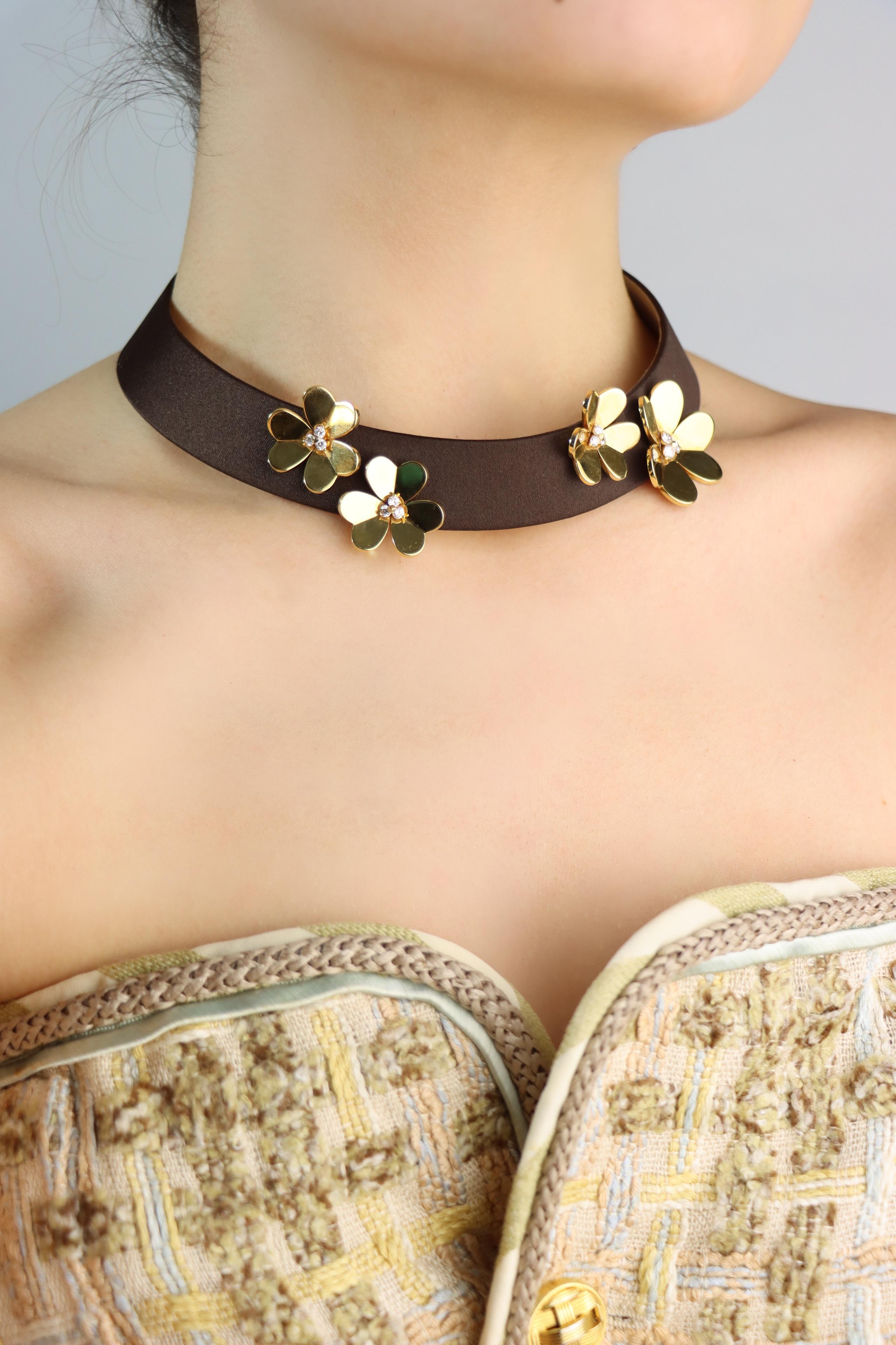 Van Cleef & Arpels 18K Gold Diamonds Frivole Silk Choker 

Maked:
Van Cleef & Arpels

Approximate Dimensions:
15.25 inches (Length) 
0.75 inches (Width)
42.7 grams in weight.