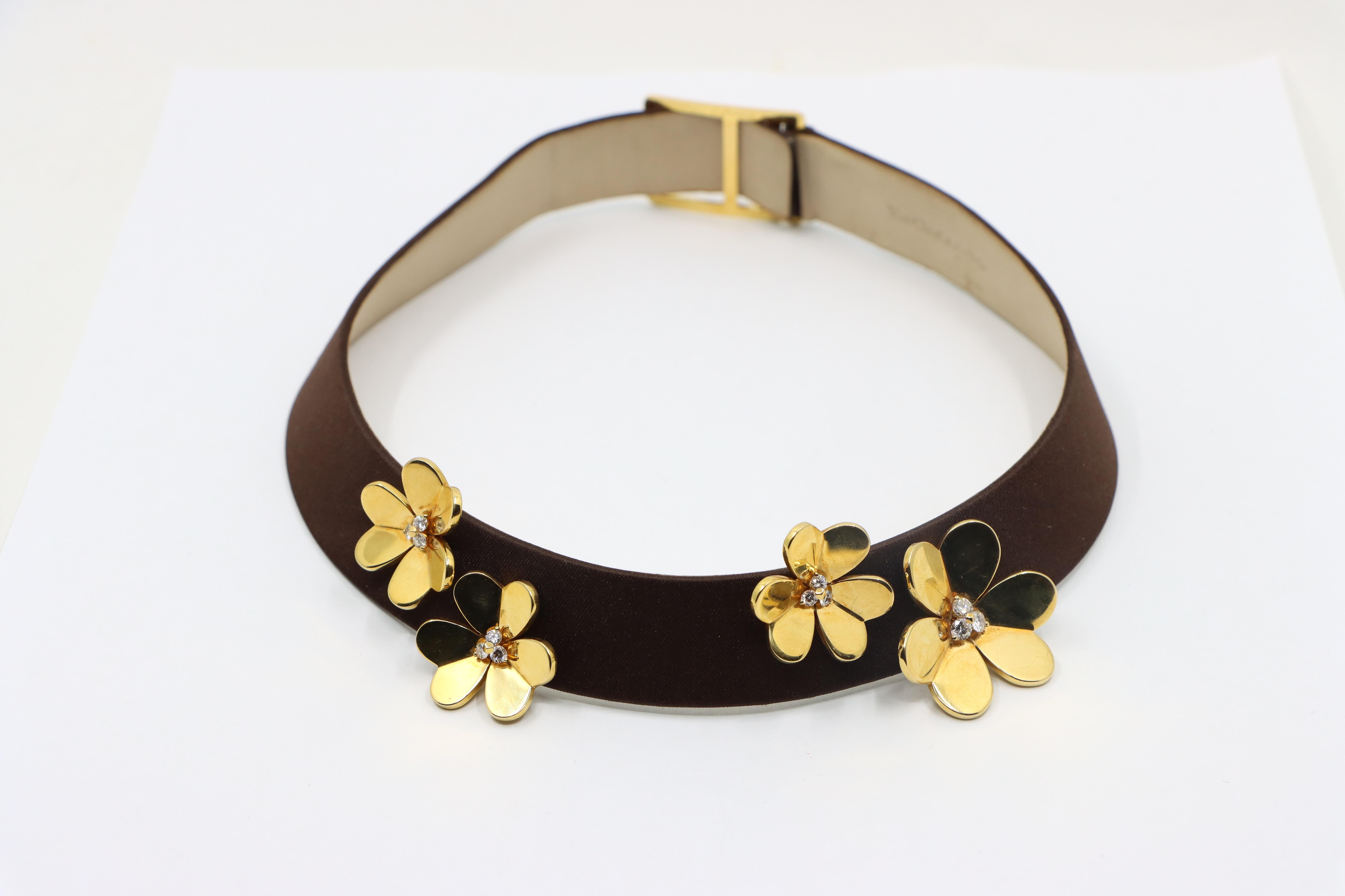Van Cleef & Arpels 18K Gold Diamonds Frivole Silk Choker In Good Condition In Flushing, NY