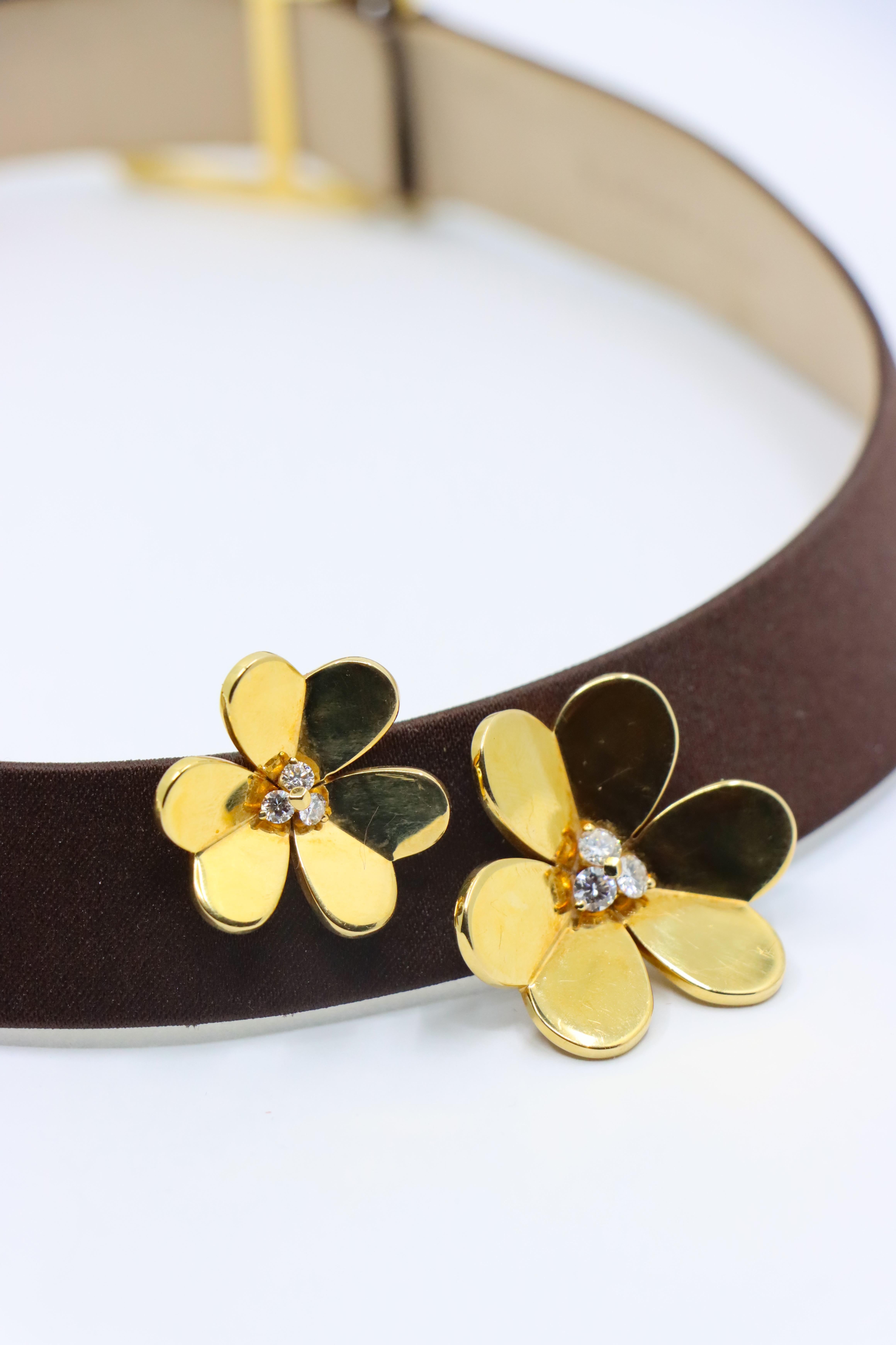 Women's or Men's Van Cleef & Arpels 18K Gold Diamonds Frivole Silk Choker