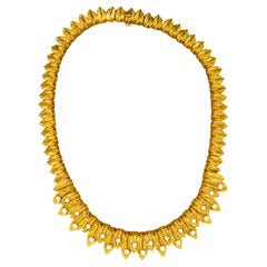 Van Cleef & Arpels Collier ras du cou rétro vintage en or 18 carats avec feuilles de diamants