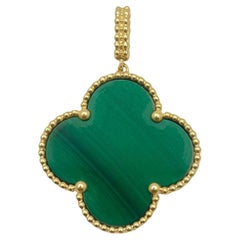 Van Cleef & Arpels 18k Gold Malachite Magic Alhambra Pendant