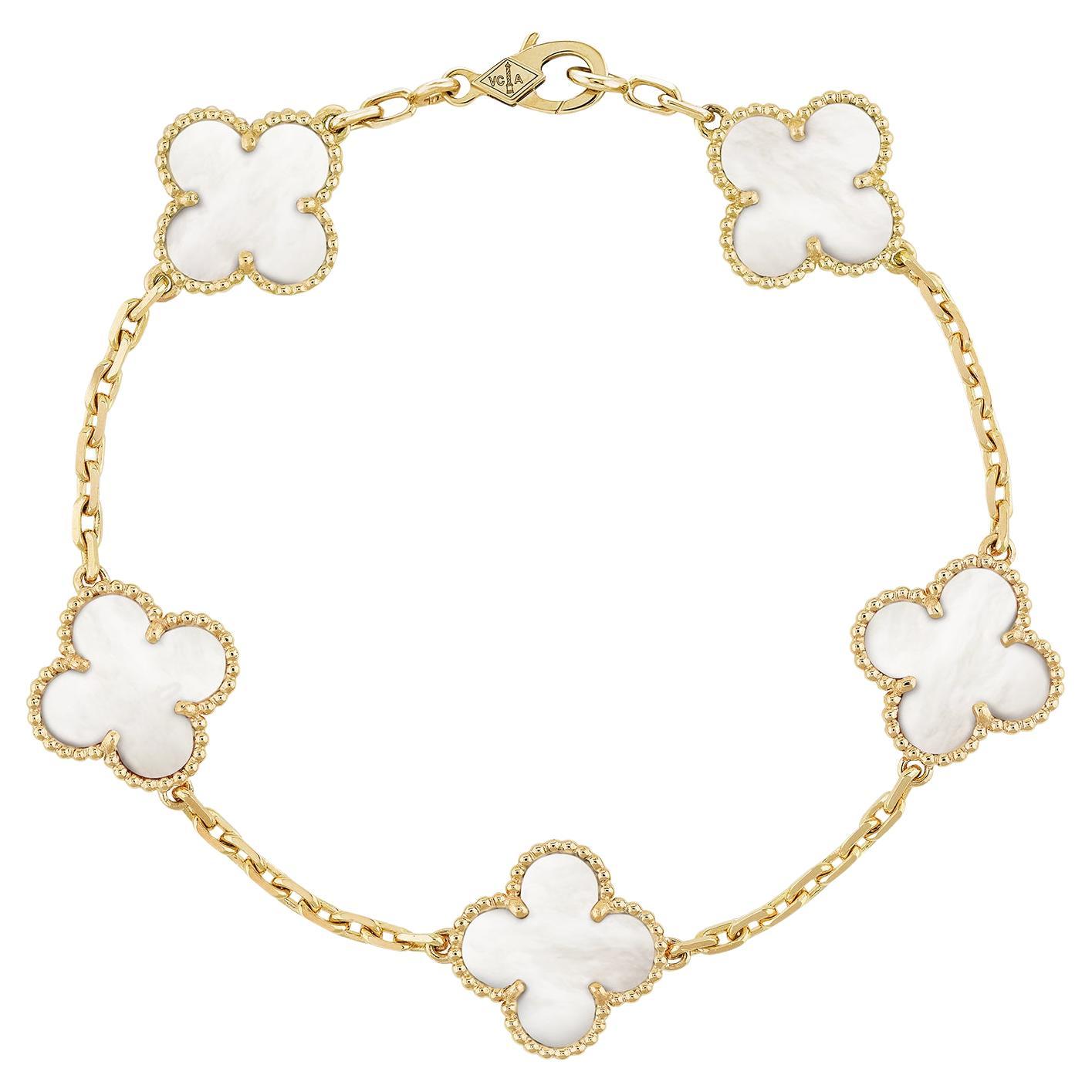 Van Cleef & Arpels Bracelet Alhambra vintage en or 18 carats avec 5 motifs