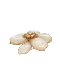 Van Cleef & Arpels 18K Gold, Mother of Pearl and Diamond Flower Brooch