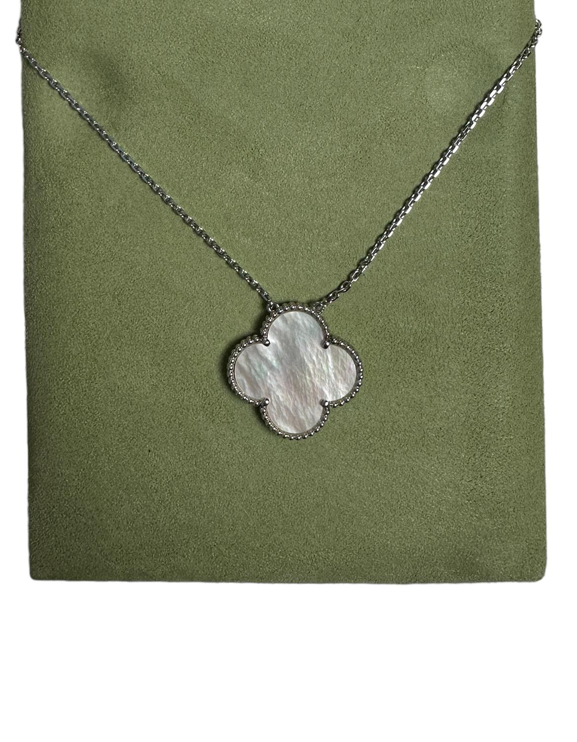 Women's Van Cleef & Arpels 18K Gold/Mother of Pearl Magic Alhambra Pendant Necklace