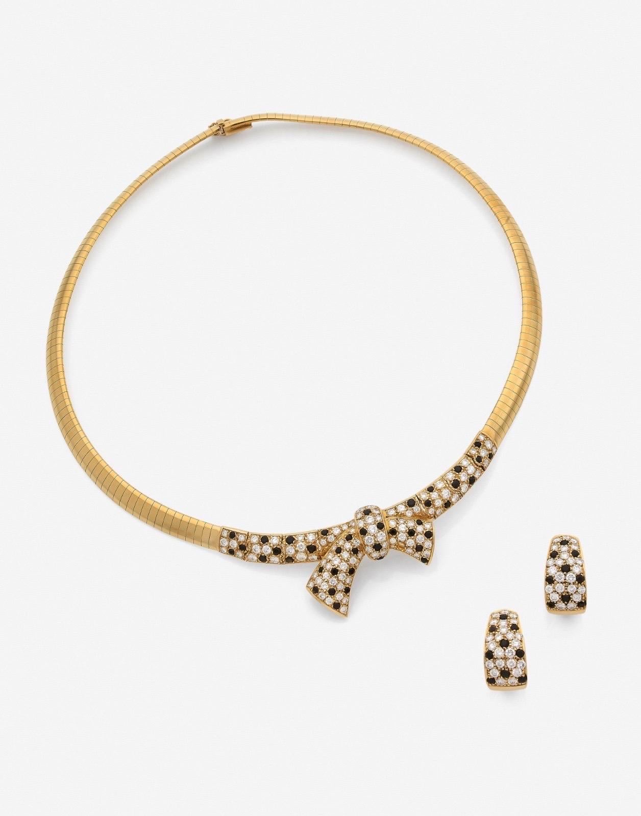 Set di collana e orecchini in oro 18k, onice e diamanti Van Cleef & Arpels in vendita 12