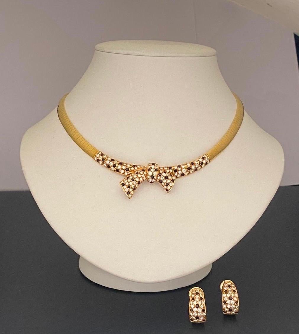 da uomo o donna Set di collana e orecchini in oro 18k, onice e diamanti Van Cleef & Arpels in vendita