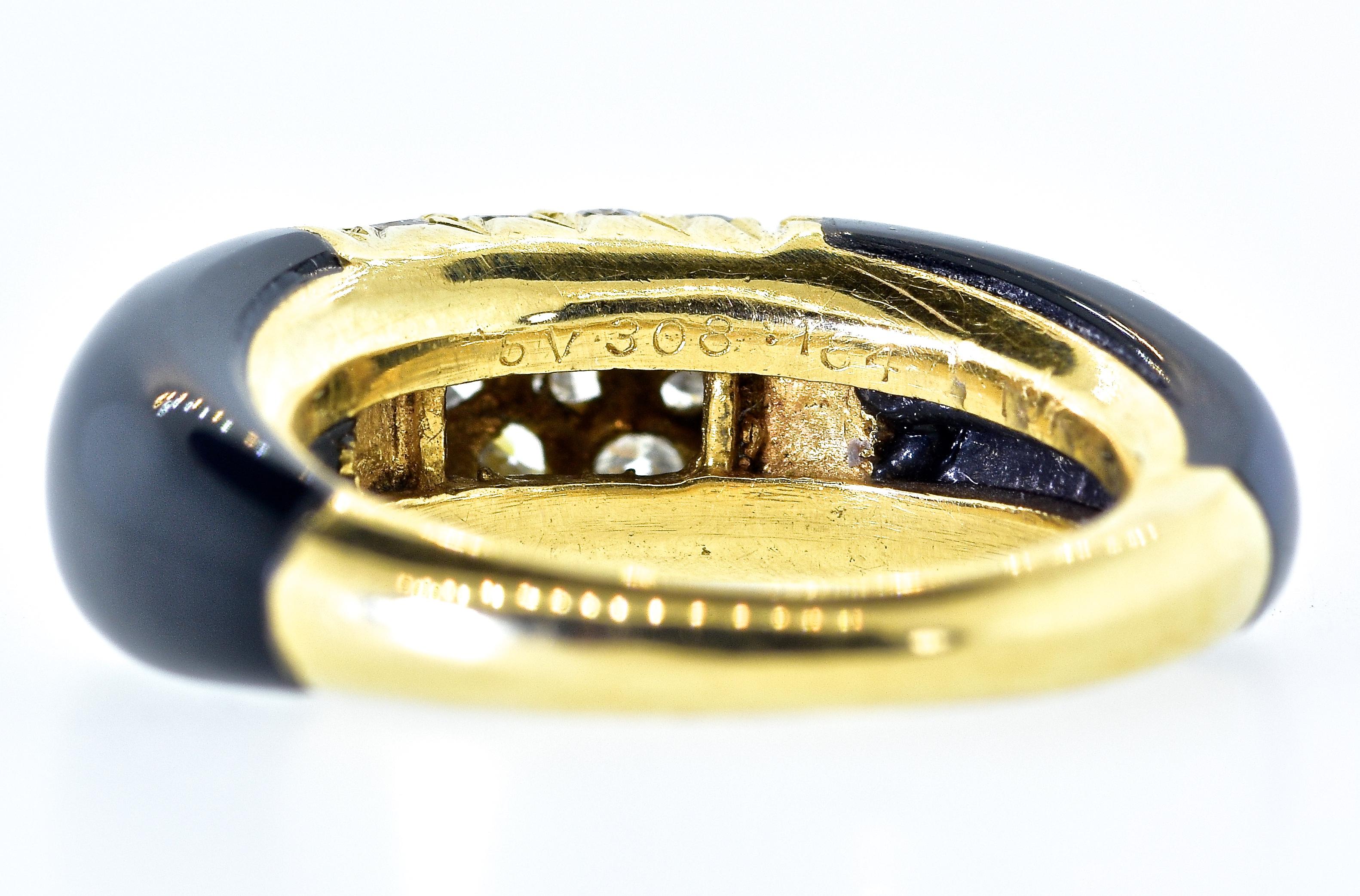 Contemporary Van Cleef & Arpels 18 Karat Gold, Onyx and Diamond Ring