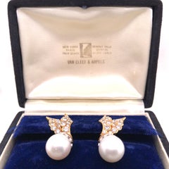 Van Cleef & Arpels, 18K Gold Pearl Diamond Earrings