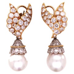 Van Cleef & Arpels, 18K Gold Pearl Diamond Earrings