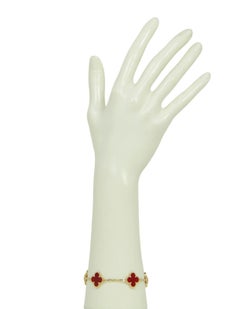 Van Cleef & Arpels 18K Gold/ Red Carnelian Alhambra Bracelet