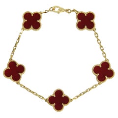 Van Cleef & Arpels Pulsera Alhambra Oro 18K/Cornelina Roja
