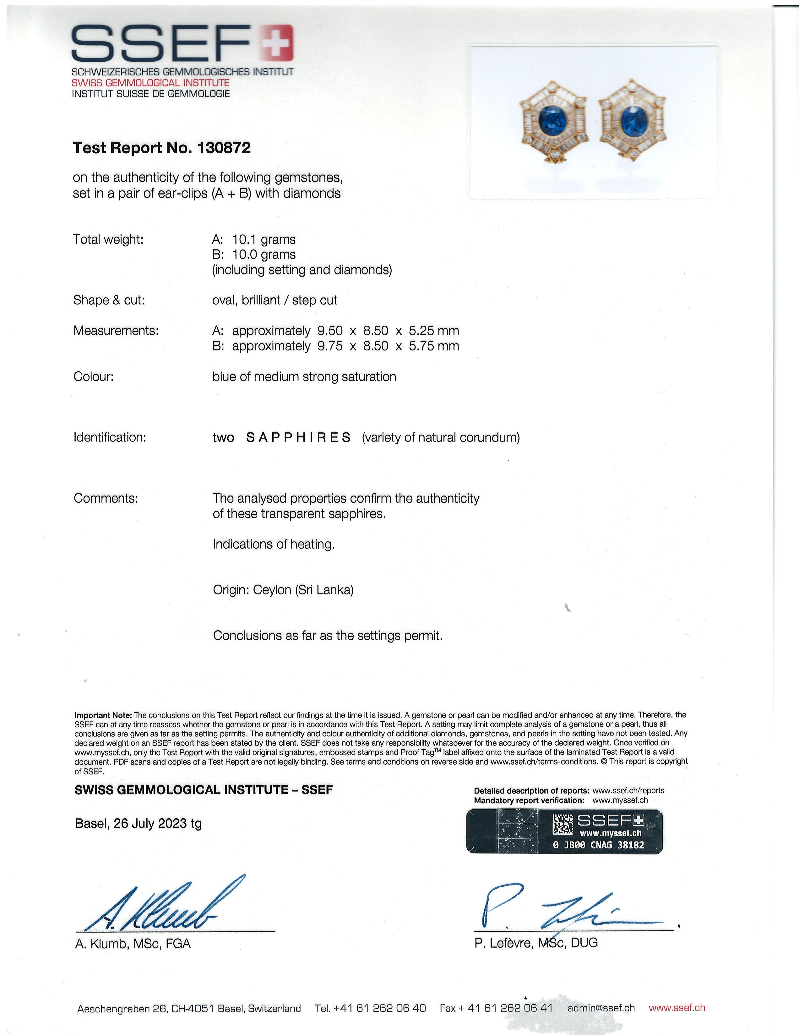 Taglio misto Van Cleef & Arpels, Orecchini con diamanti e zaffiri in oro 18 carati, SSEF in vendita