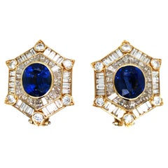 Van Cleef & Arpels, Pendientes Zafiro Diamante Oro 18K, SSEF
