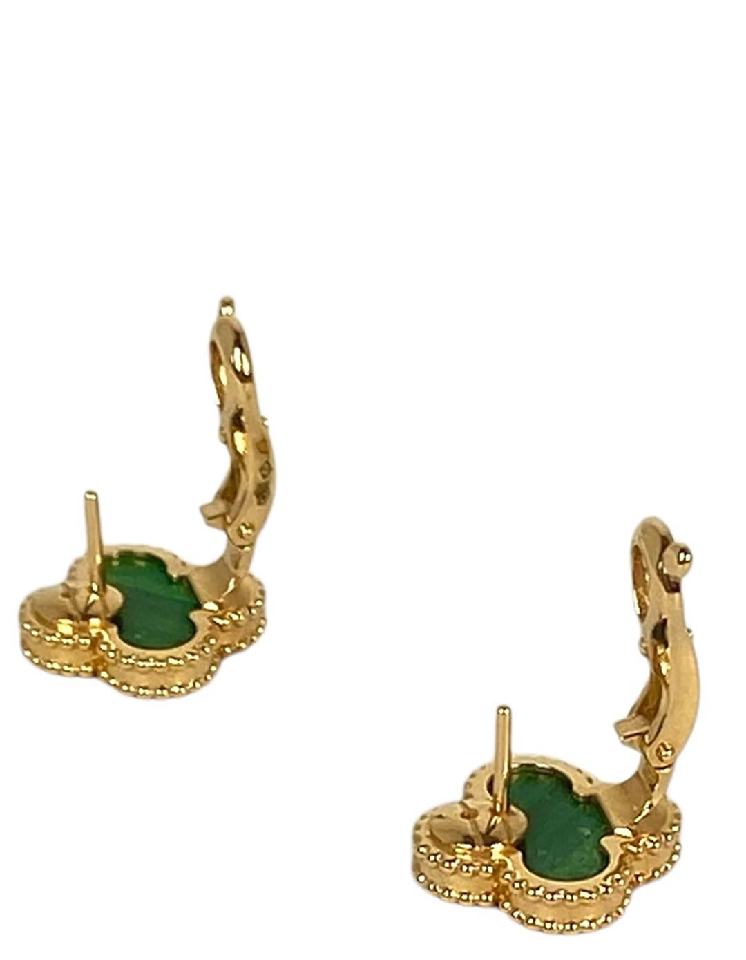 Pendientes Alhambra Vintage Van Cleef & Arpels 18K/ Malaquita Corte único en venta