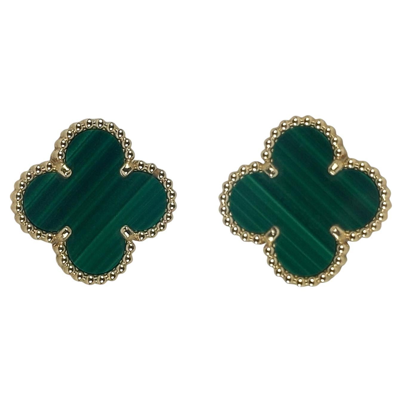 Van Cleef & Arpels Boucles d'oreilles Alhambra Vintage 18K/ Malachite