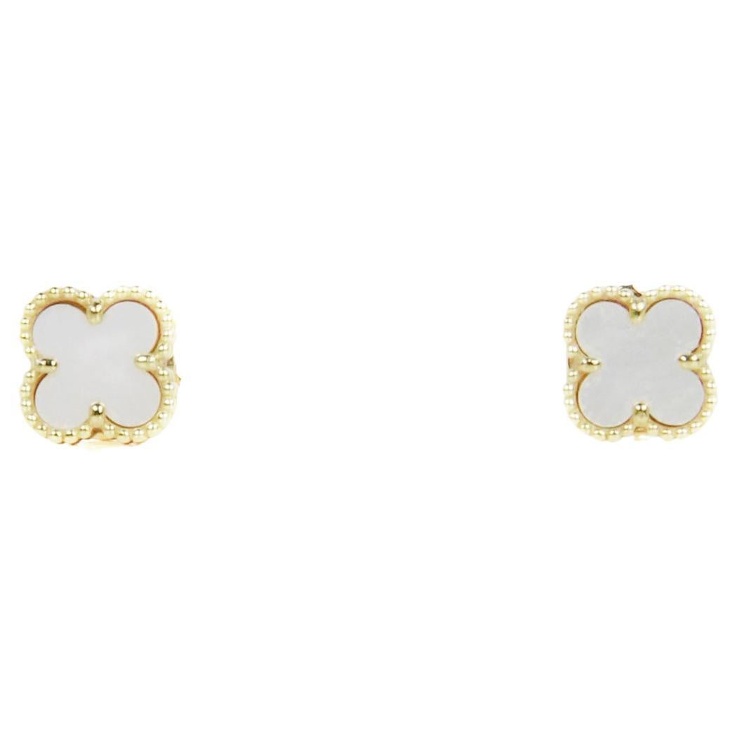 Van Cleef & Arpels 18K Mother of Pearl Sweet Alhambra Earrings