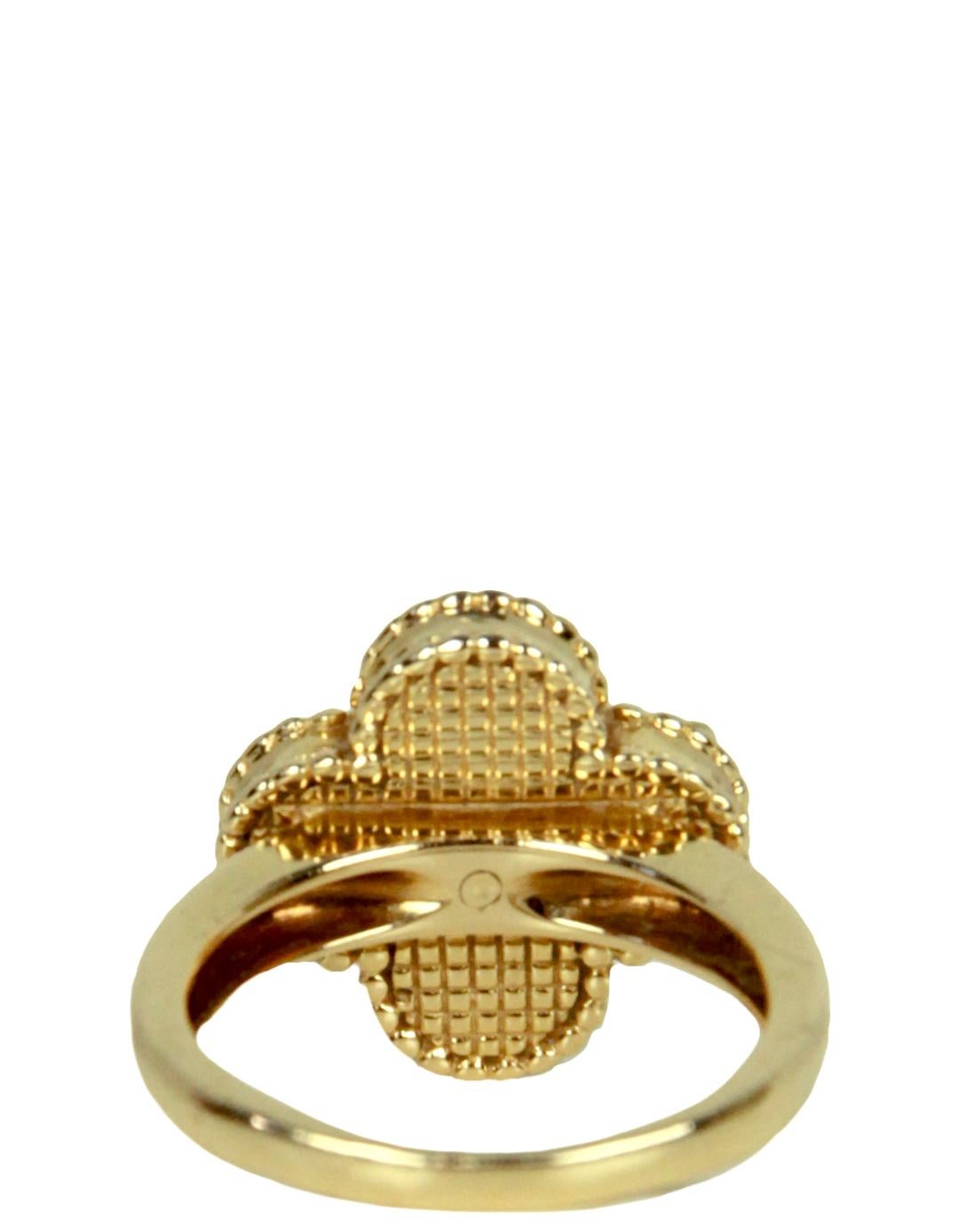 Van Cleef & Arpels 18k/ Perlmutt Vintage Alhambra-Ring mit Perlmutt w. Diamant Größe 4,5 (Zeitgenössisch)