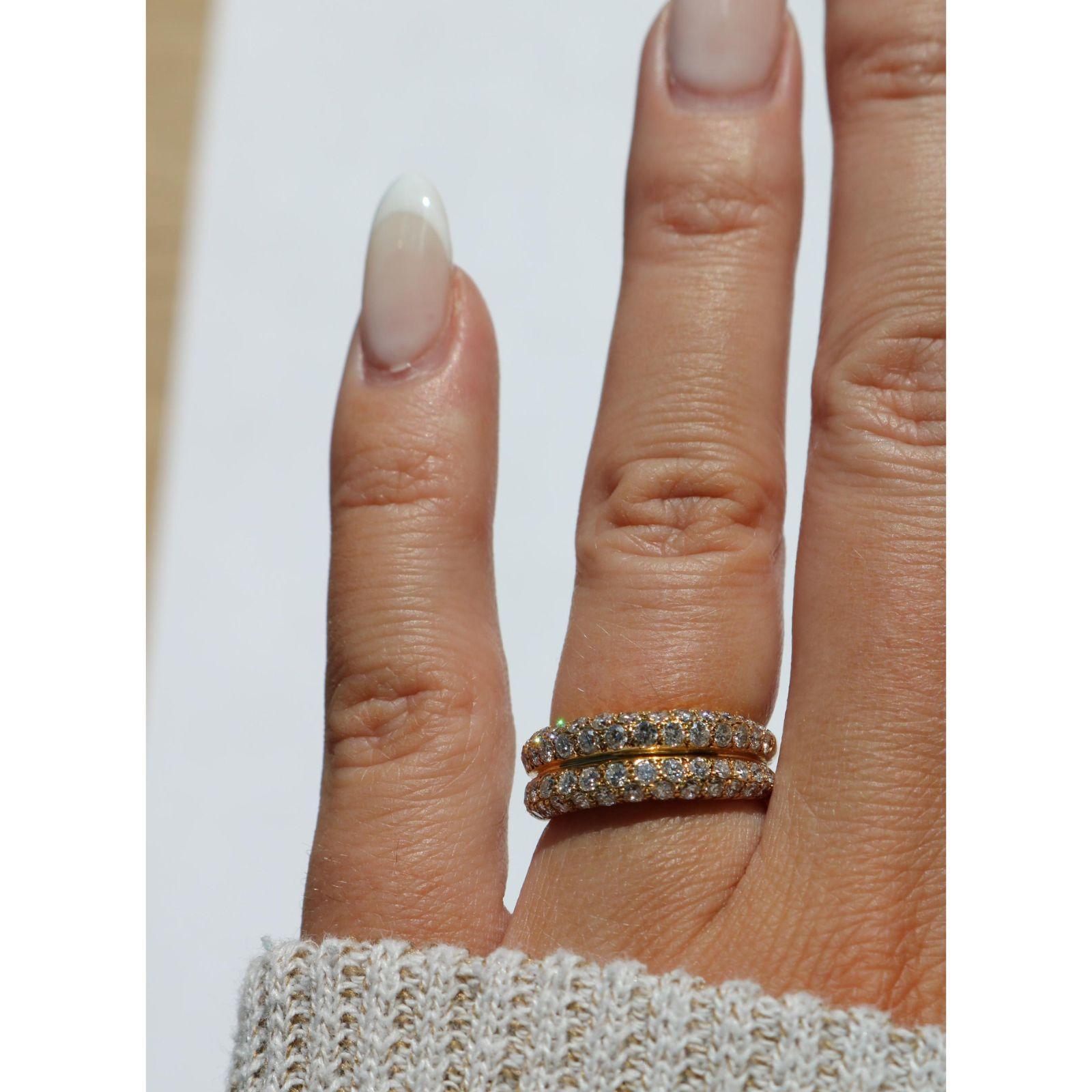 Anillo Pavé de Diamantes Van Cleef & Arpels 18K Oro Amarillo Francés ~1,55ctw en venta 11