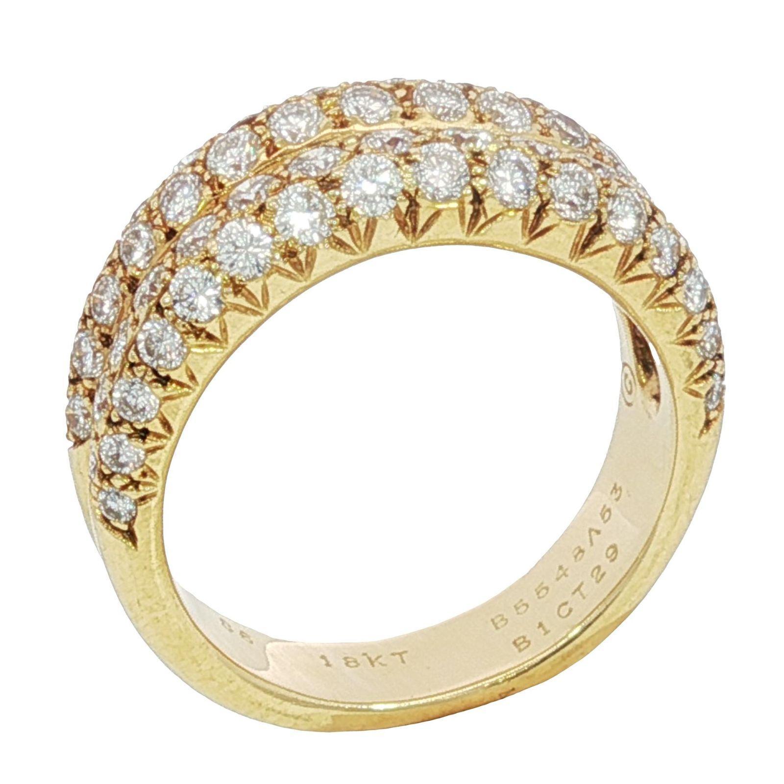 Anillo Pavé de Diamantes Van Cleef & Arpels 18K Oro Amarillo Francés ~1,55ctw Corte redondo en venta