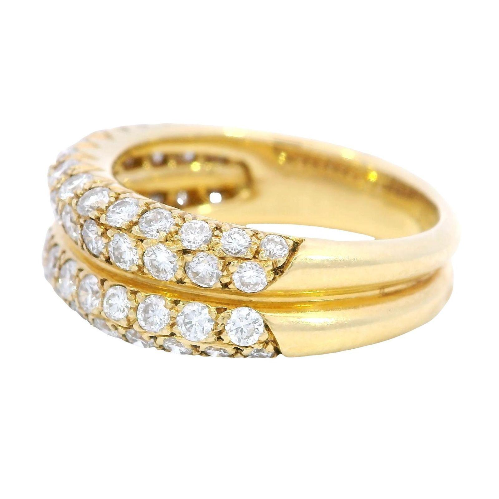 Anillo Pavé de Diamantes Van Cleef & Arpels 18K Oro Amarillo Francés ~1,55ctw en Excelente estado para la venta en Fairfield, CT